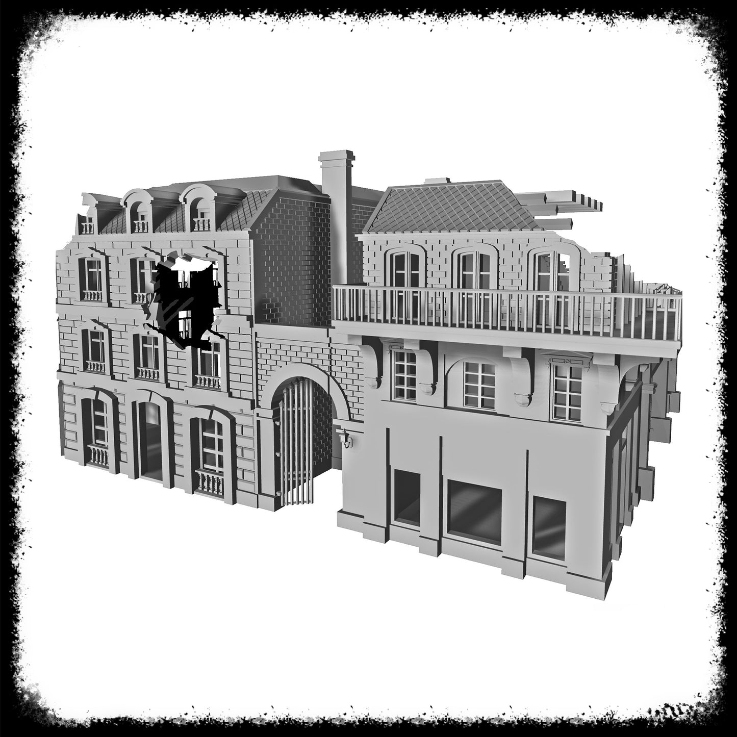 STL Files Champs Elysées Shop Damaged Buildings 1