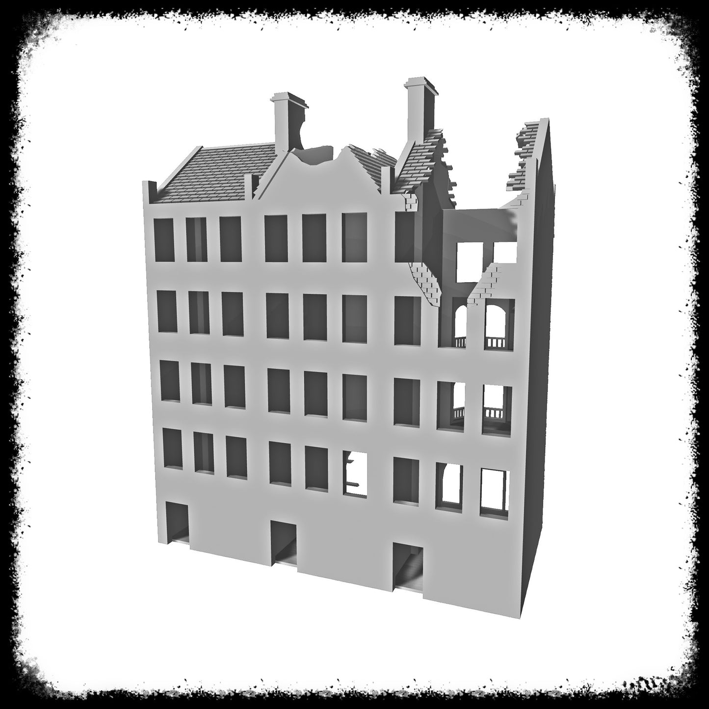 STL Files Dutch Block City 4 Ruined