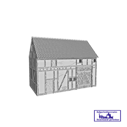 German Campaign Timbered Barn Shingled Roof Without Chimney