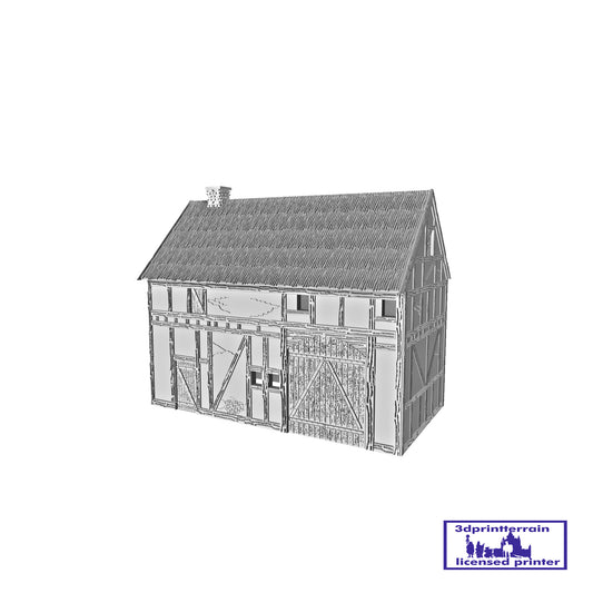 German Campaign Timbered Barn Thatched Roof