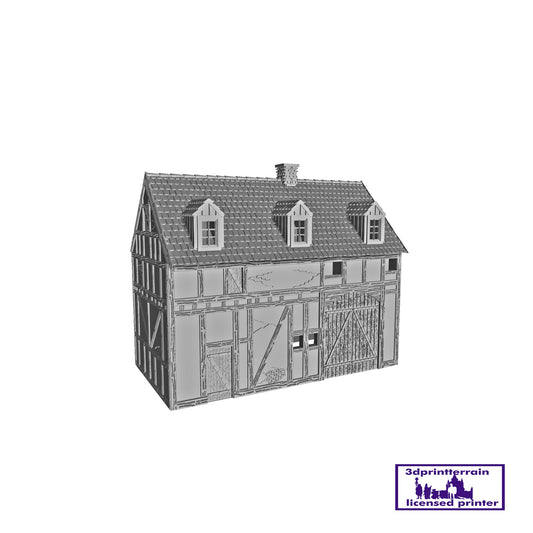 German Campaign Timbered Barn Shingled Roof Dormers