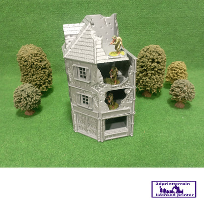 Normandy Town Corner House 1 Damaged
