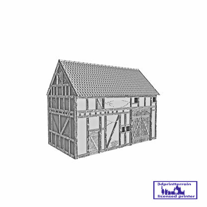 German Campaign Timbered Barn Shingled Roof Without Chimney