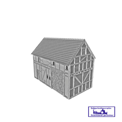 German Campaign Timbered Barn Shingled Roof Without Chimney